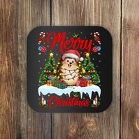 Hedgehog Christmas Hedgehog Xmas Tree Lighting Santa Hat Coaster thumb 0