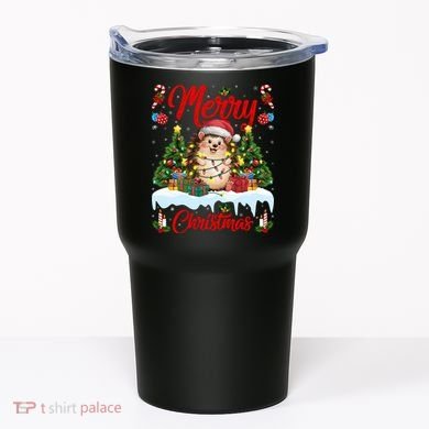 Hedgehog Christmas Hedgehog Xmas Tree Lighting Santa Hat Tumbler