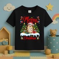 Hedgehog Christmas Hedgehog Xmas Tree Lighting Santa Hat Toddler T-Shirt thumb 3