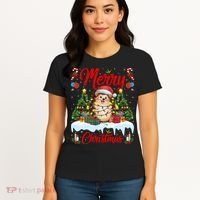 Hedgehog Christmas Hedgehog Xmas Tree Lighting Santa Hat Women's T-Shirt thumb 4