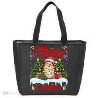 Hedgehog Christmas Hedgehog Xmas Tree Lighting Santa Hat Tote Bag thumb 0