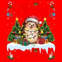 Hedgehog Christmas Hedgehog Xmas Tree Lighting Santa Hat Santa Hat thumb 1