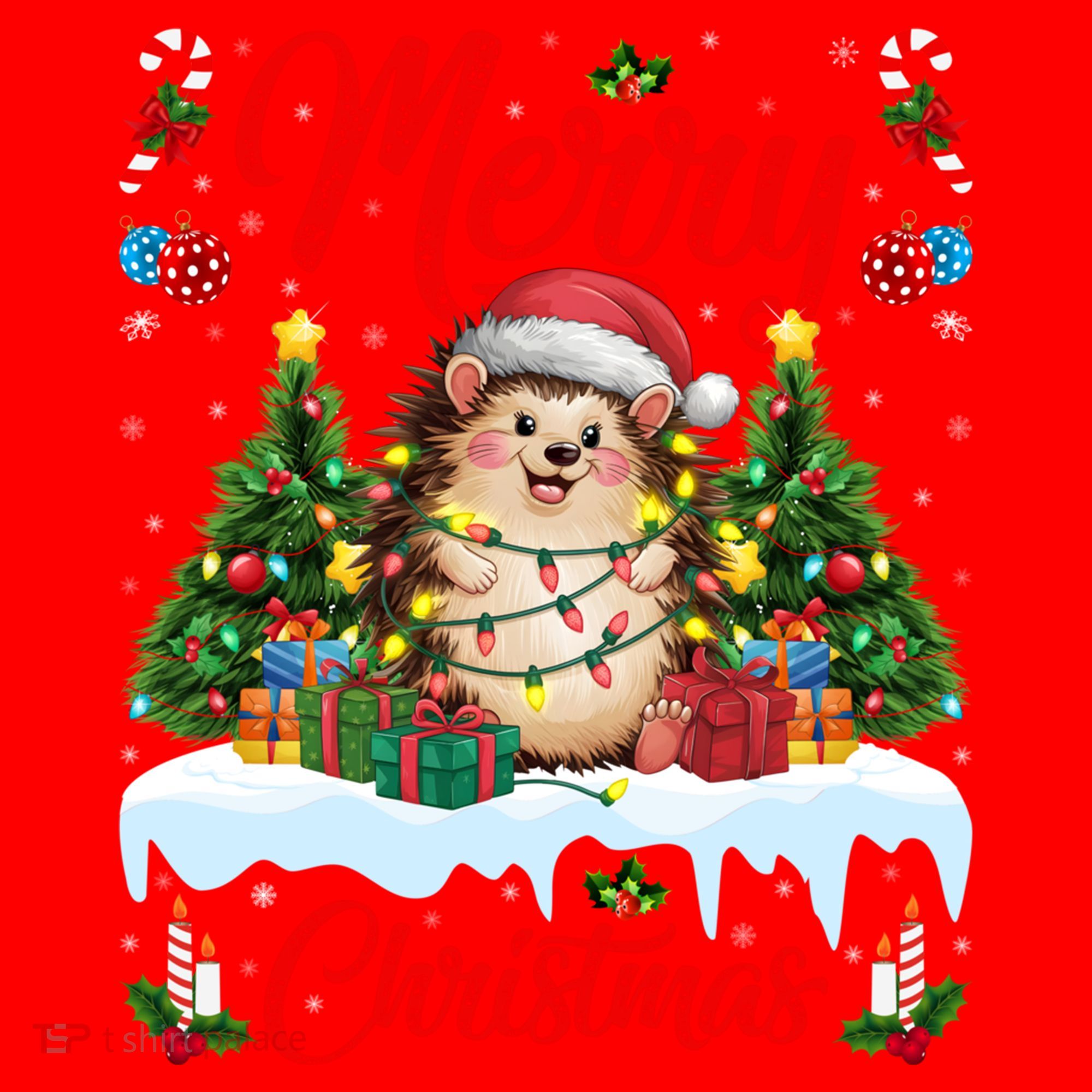 Hedgehog Christmas Hedgehog Xmas Tree Lighting Santa Hat Santa Hat