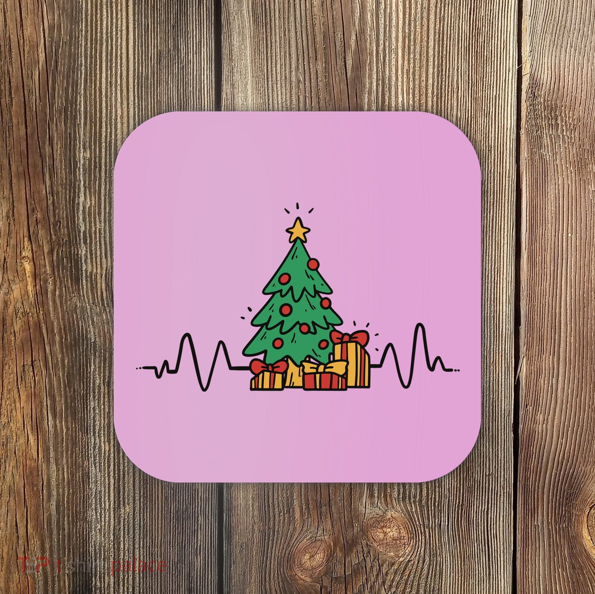 Heartbeat Christmas Holiday Coaster