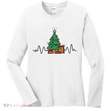 Heartbeat Christmas Holiday Women's Long Sleeve Shirt