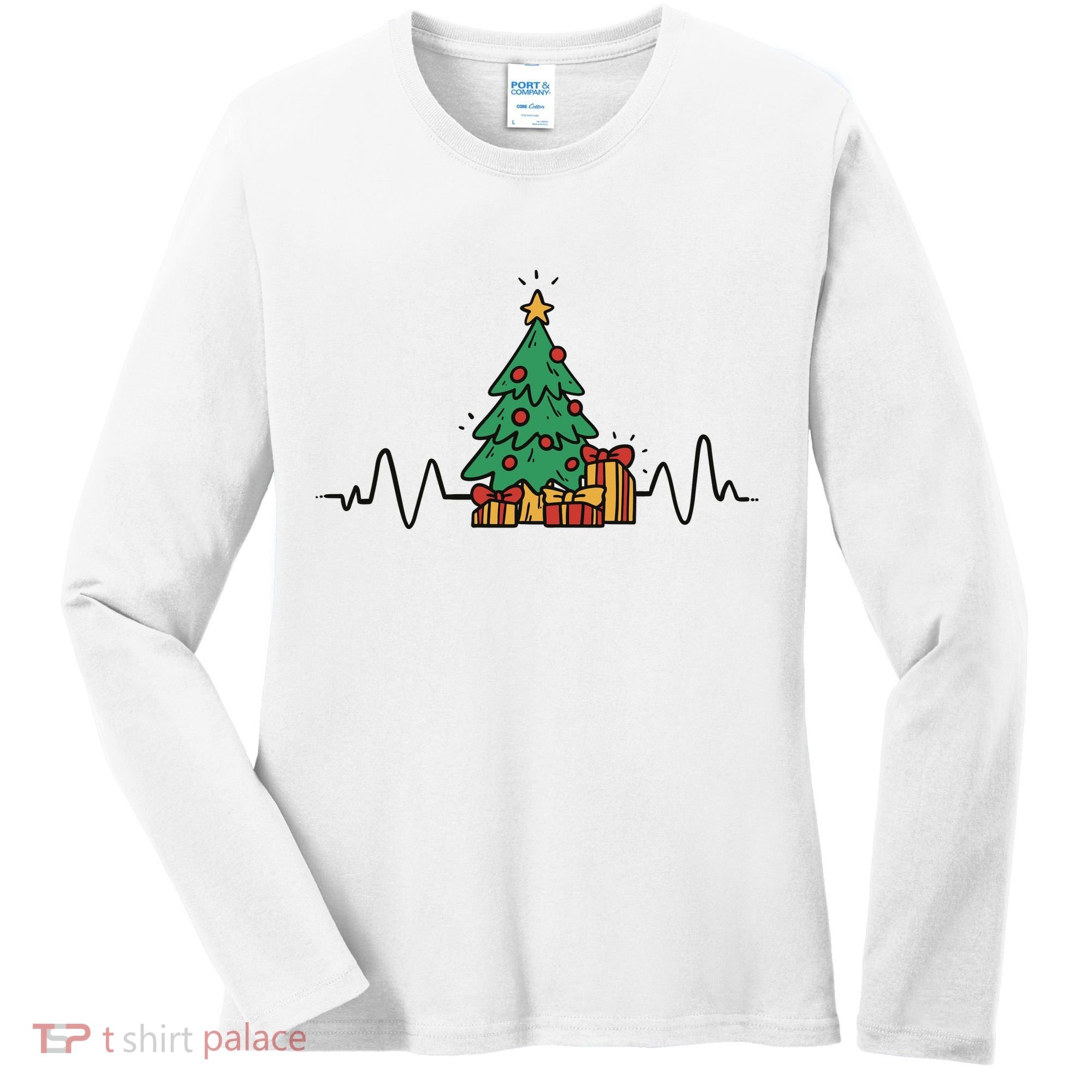 Heartbeat Christmas Holiday Women's Long Sleeve Shirt