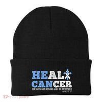 He Can Heal Cancer Lung Cancer Awareness Christian Religious Beanie thumb 0