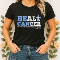 He Can Heal Cancer Lung Cancer Awareness Christian Religious Women's T-Shirt thumb 2