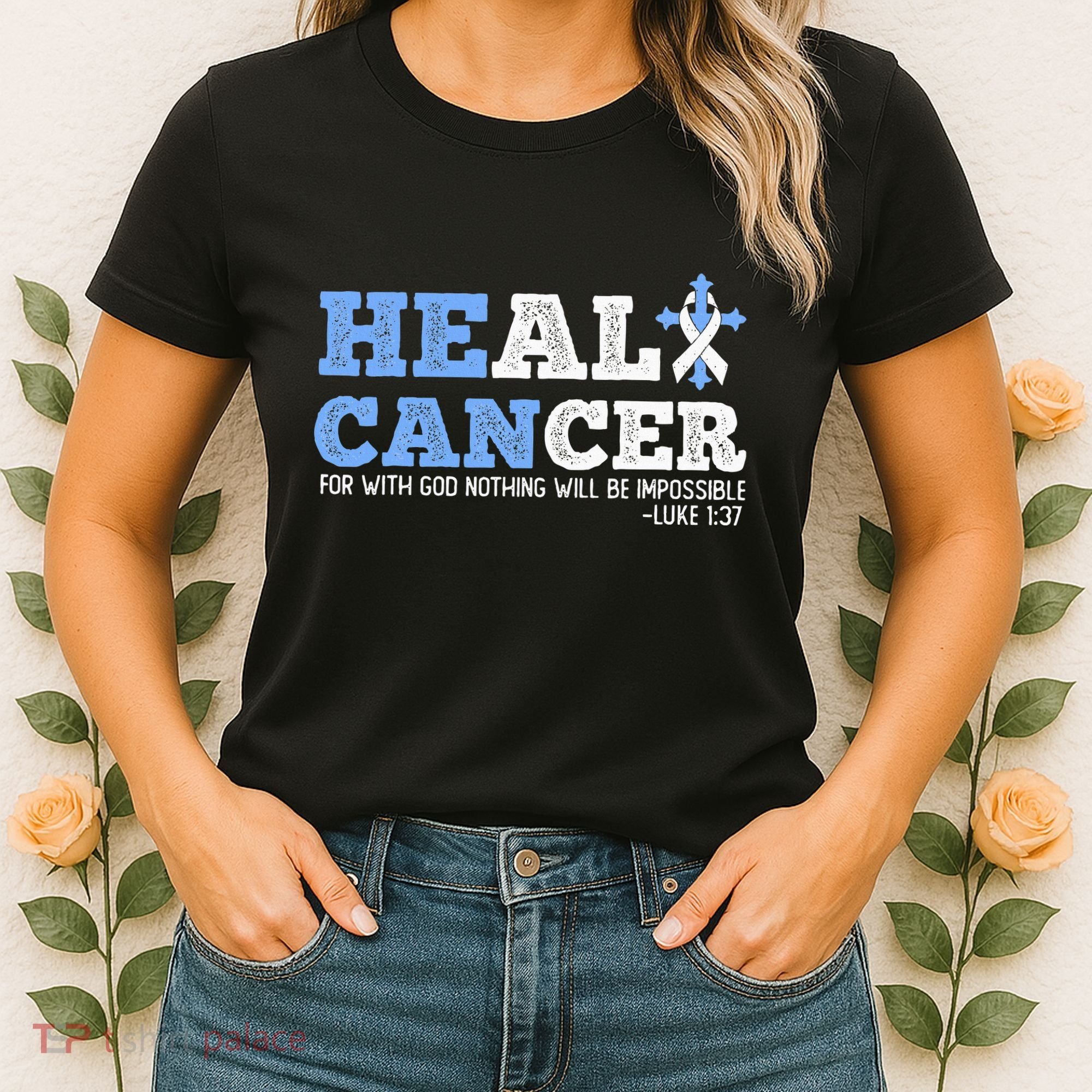 He Can Heal Cancer Lung Cancer Awareness Christian Religious Women's T-Shirt