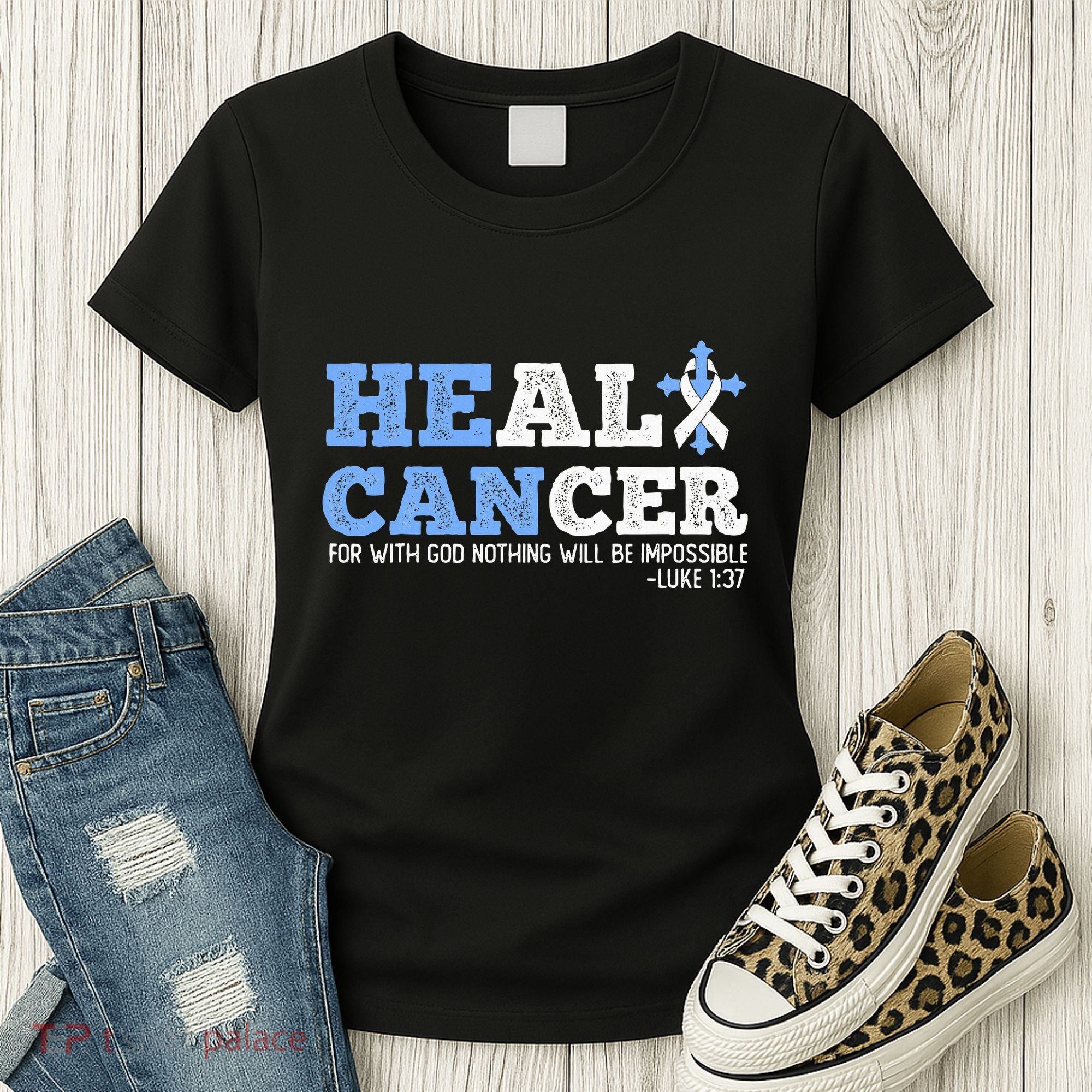 He Can Heal Cancer Lung Cancer Awareness Christian Religious Women's T-Shirt