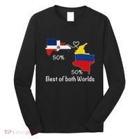 Half Colombian Half Dominican Flag Map Colombia Rd Dominican Long Sleeve Shirt thumb 0