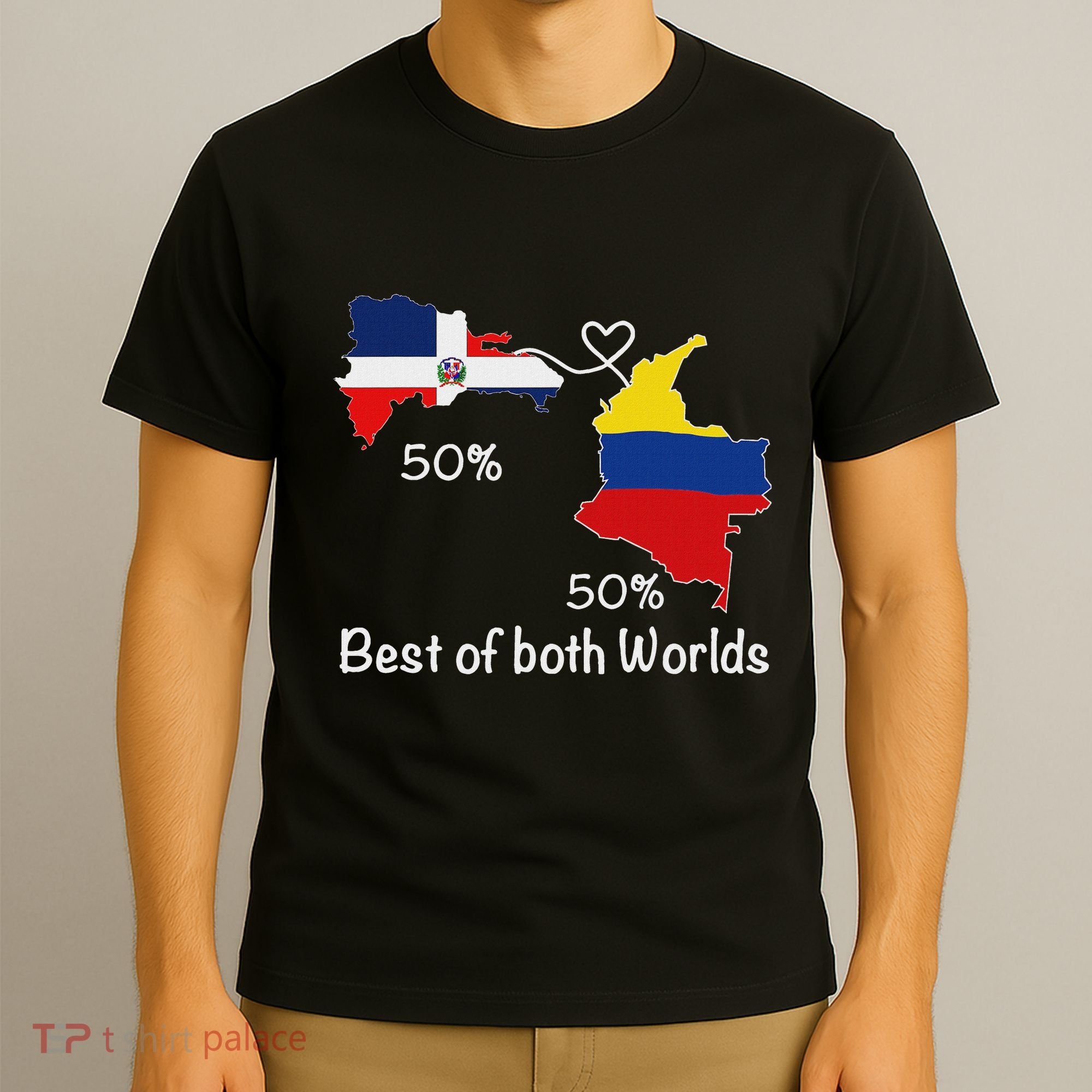 Half Colombian Half Dominican Flag Map Colombia Rd Dominican T-Shirt