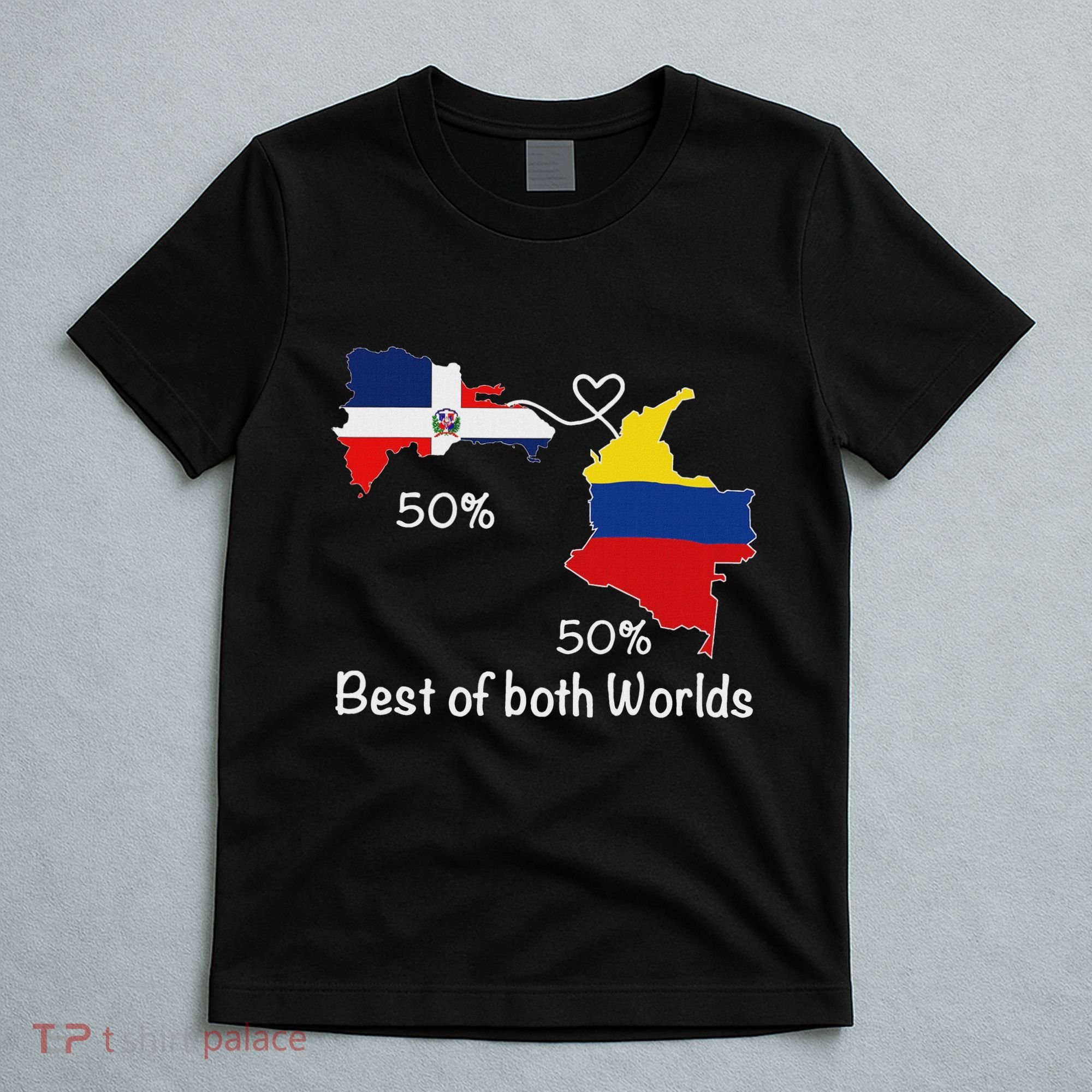 Half Colombian Half Dominican Flag Map Colombia Rd Dominican T-Shirt
