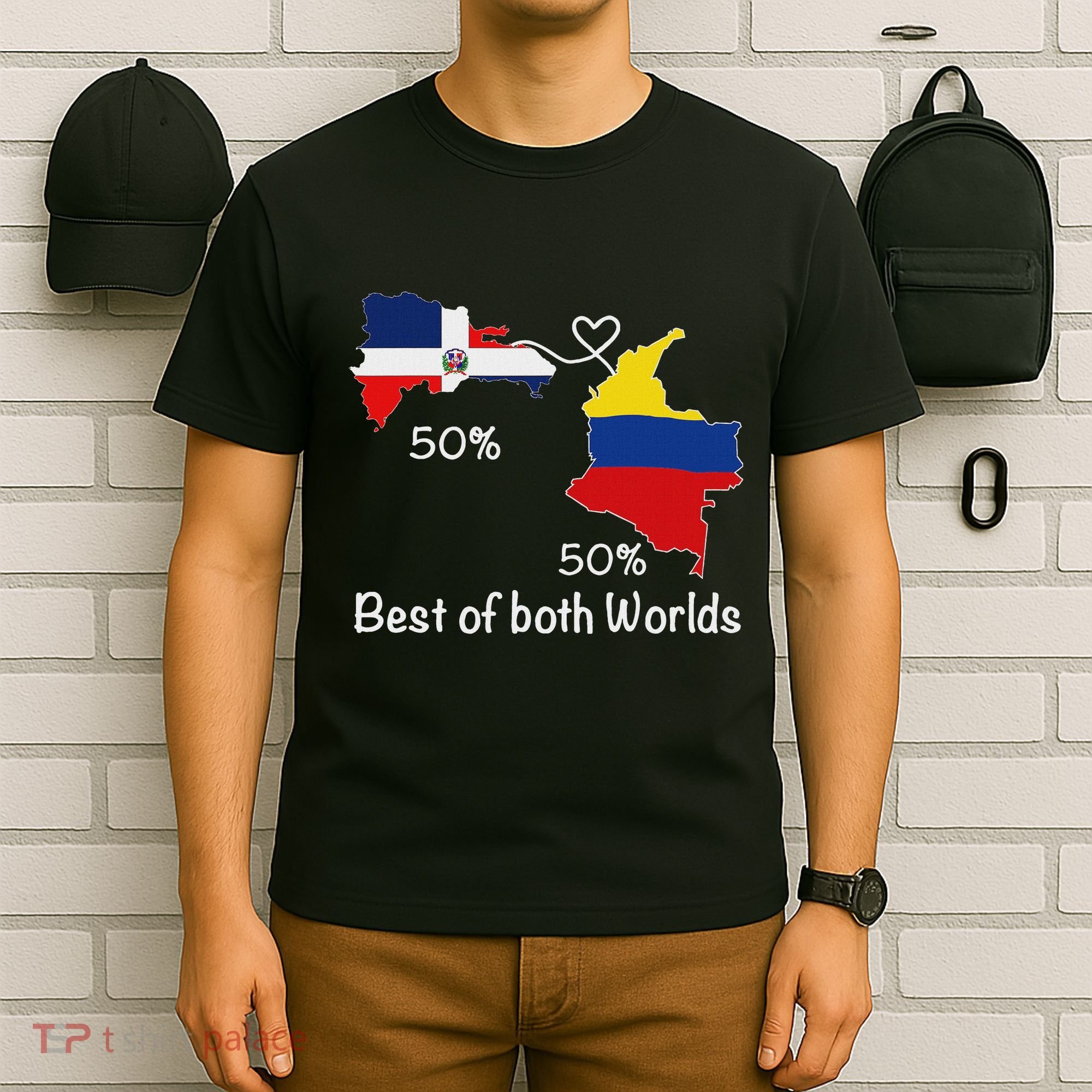 Half Colombian Half Dominican Flag Map Colombia Rd Dominican T-Shirt