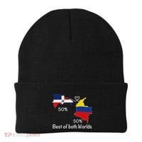 Half Colombian Half Dominican Flag Map Colombia Rd Dominican Beanie thumb 0