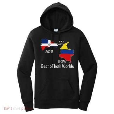 Half Colombian Half Dominican Flag Map Colombia Rd Dominican Women's Hoodie