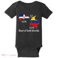 Half Colombian Half Dominican Flag Map Colombia Rd Dominican Baby Bodysuit thumb 0