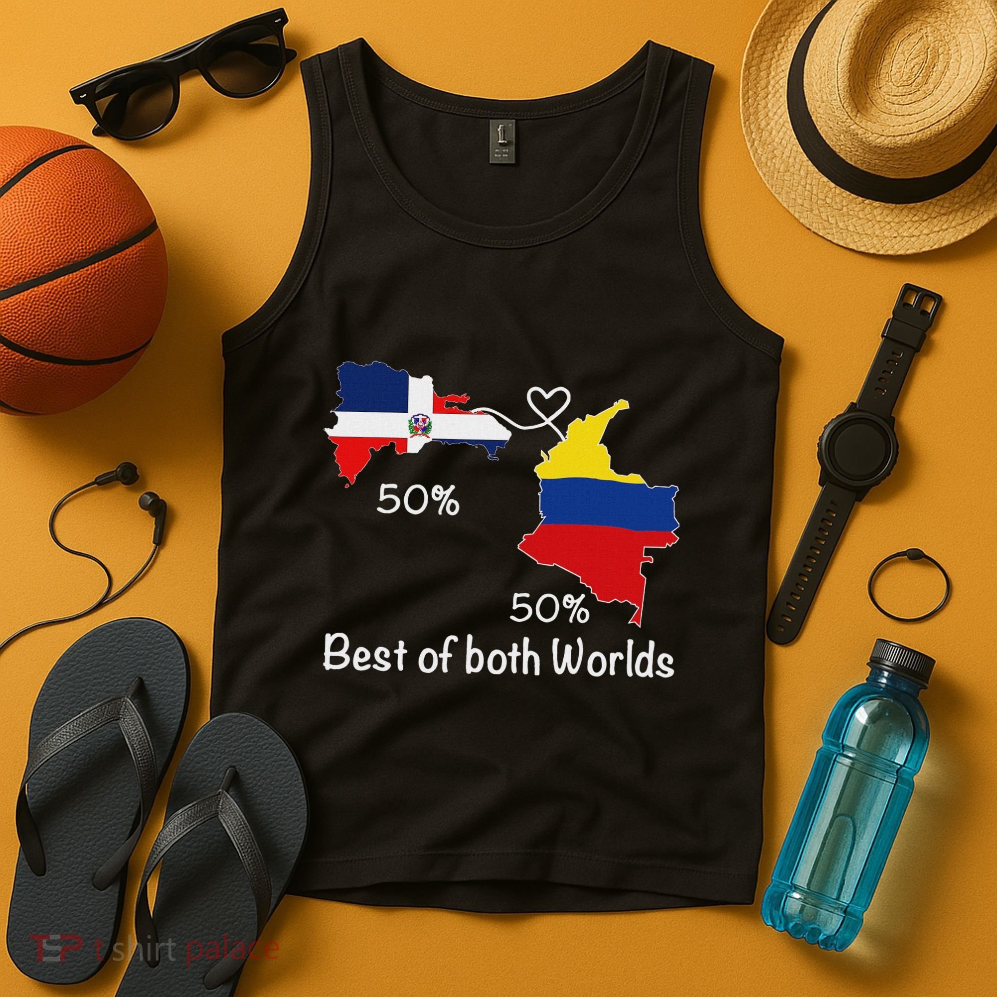 Half Colombian Half Dominican Flag Map Colombia Rd Dominican Tank Top