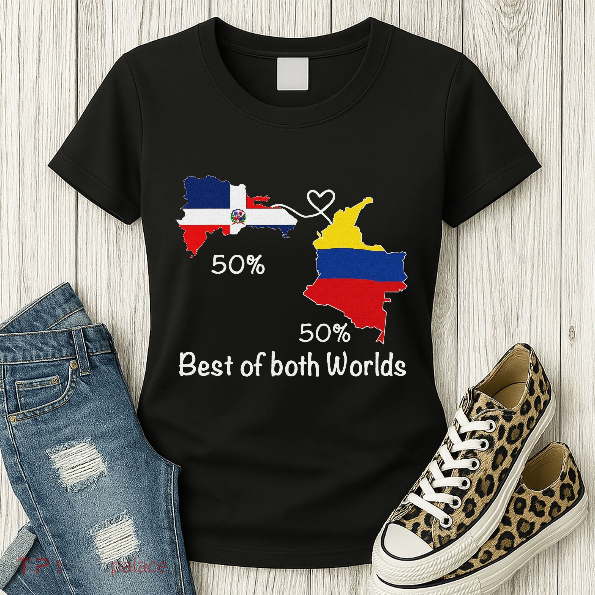 Half Colombian Half Dominican Flag Map Colombia Rd Dominican Women's T-Shirt