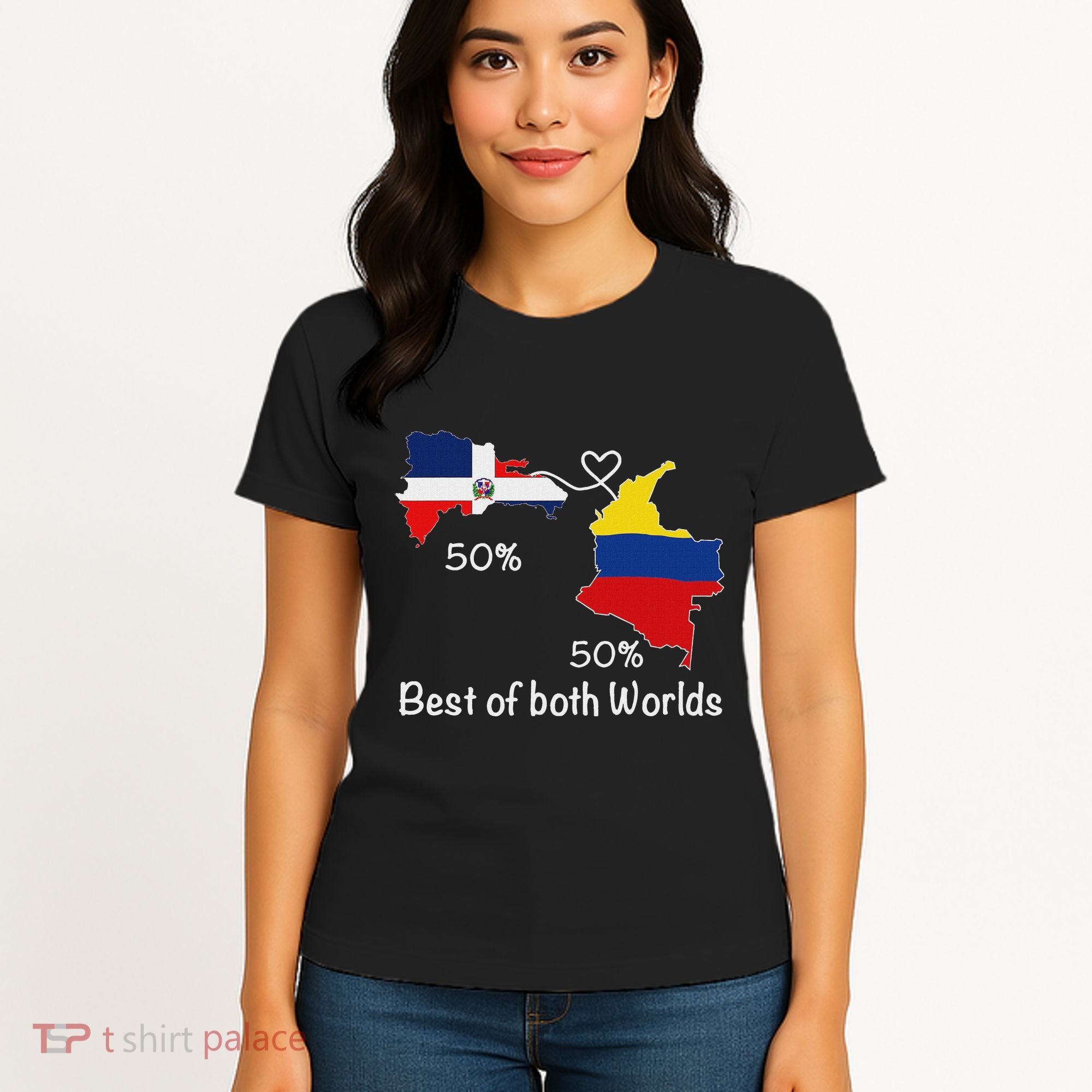 Half Colombian Half Dominican Flag Map Colombia Rd Dominican Women's T-Shirt