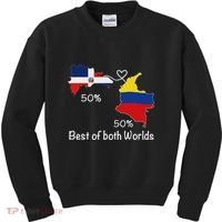 Half Colombian Half Dominican Flag Map Colombia Rd Dominican Kids Sweatshirt thumb 0