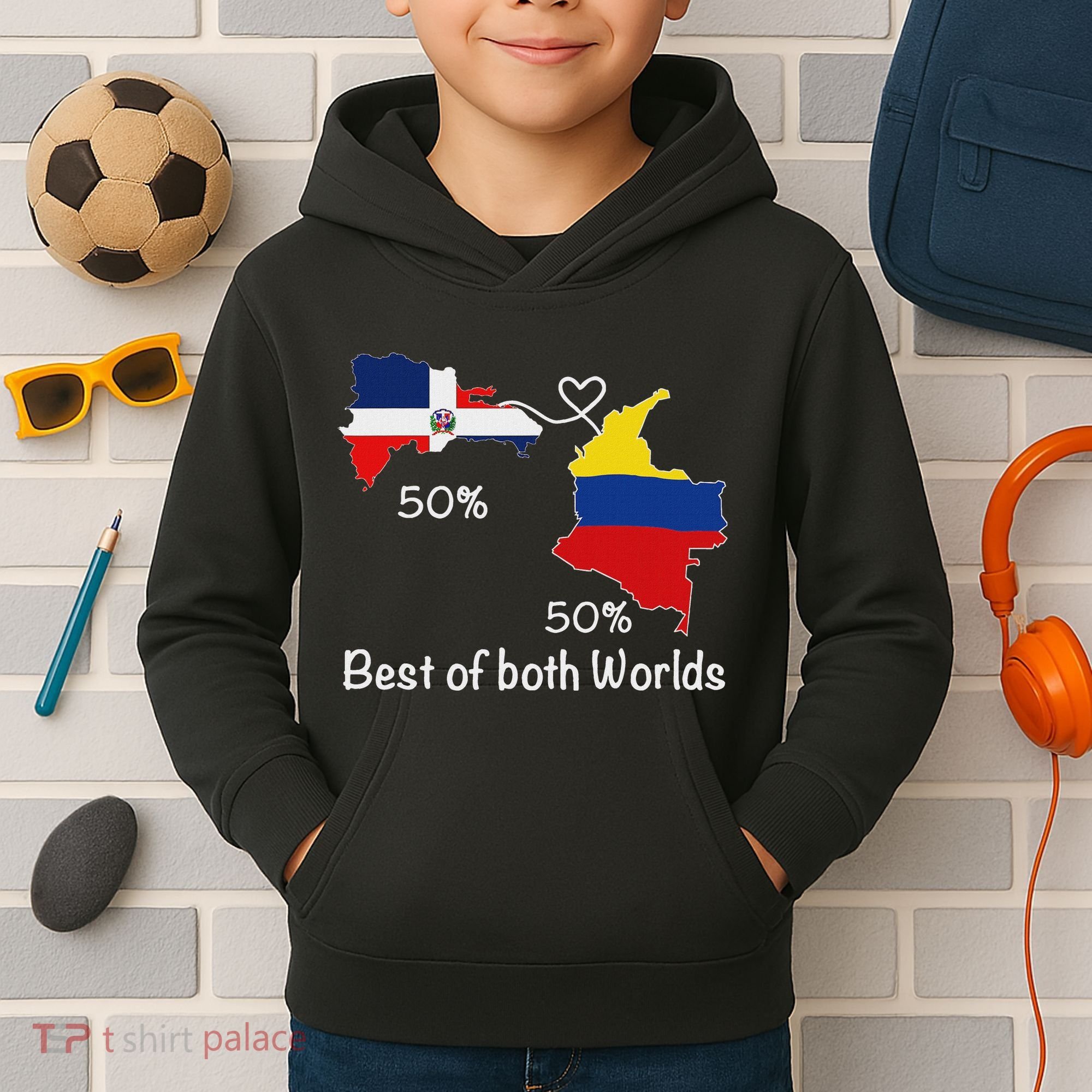 Half Colombian Half Dominican Flag Map Colombia Rd Dominican Kids Hoodie