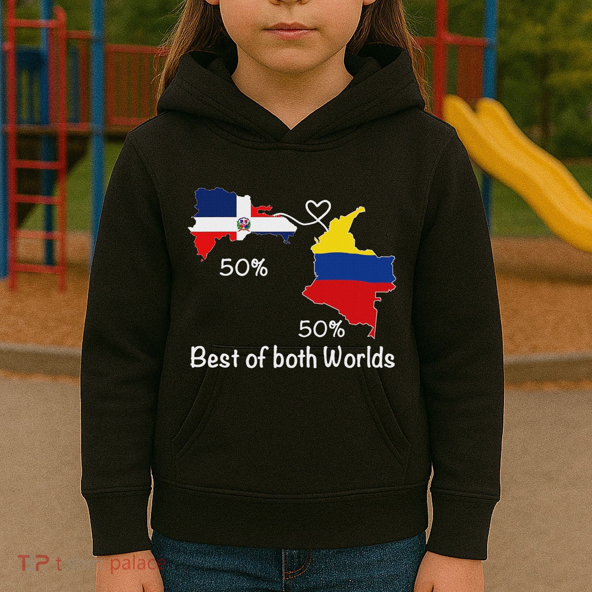 Half Colombian Half Dominican Flag Map Colombia Rd Dominican Kids Hoodie