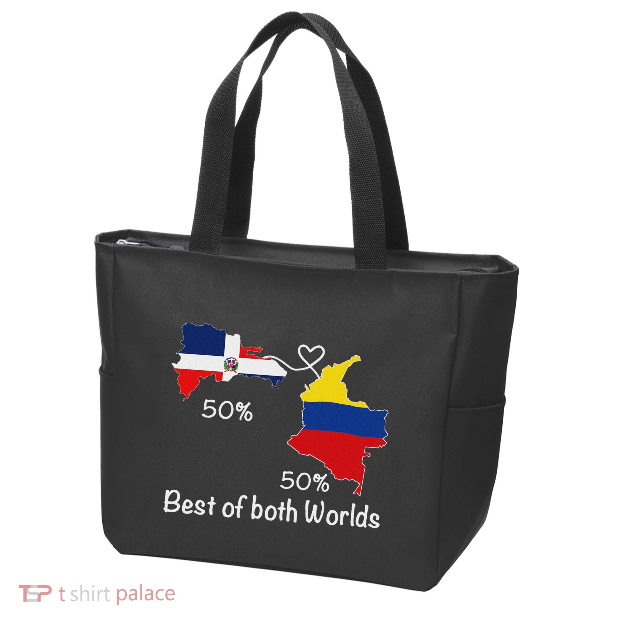 Half Colombian Half Dominican Flag Map Colombia Rd Dominican Tote Bag