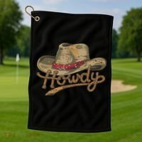 Howdy Cowboy Hat Funny Western Rodeo Golf Towel thumb 1