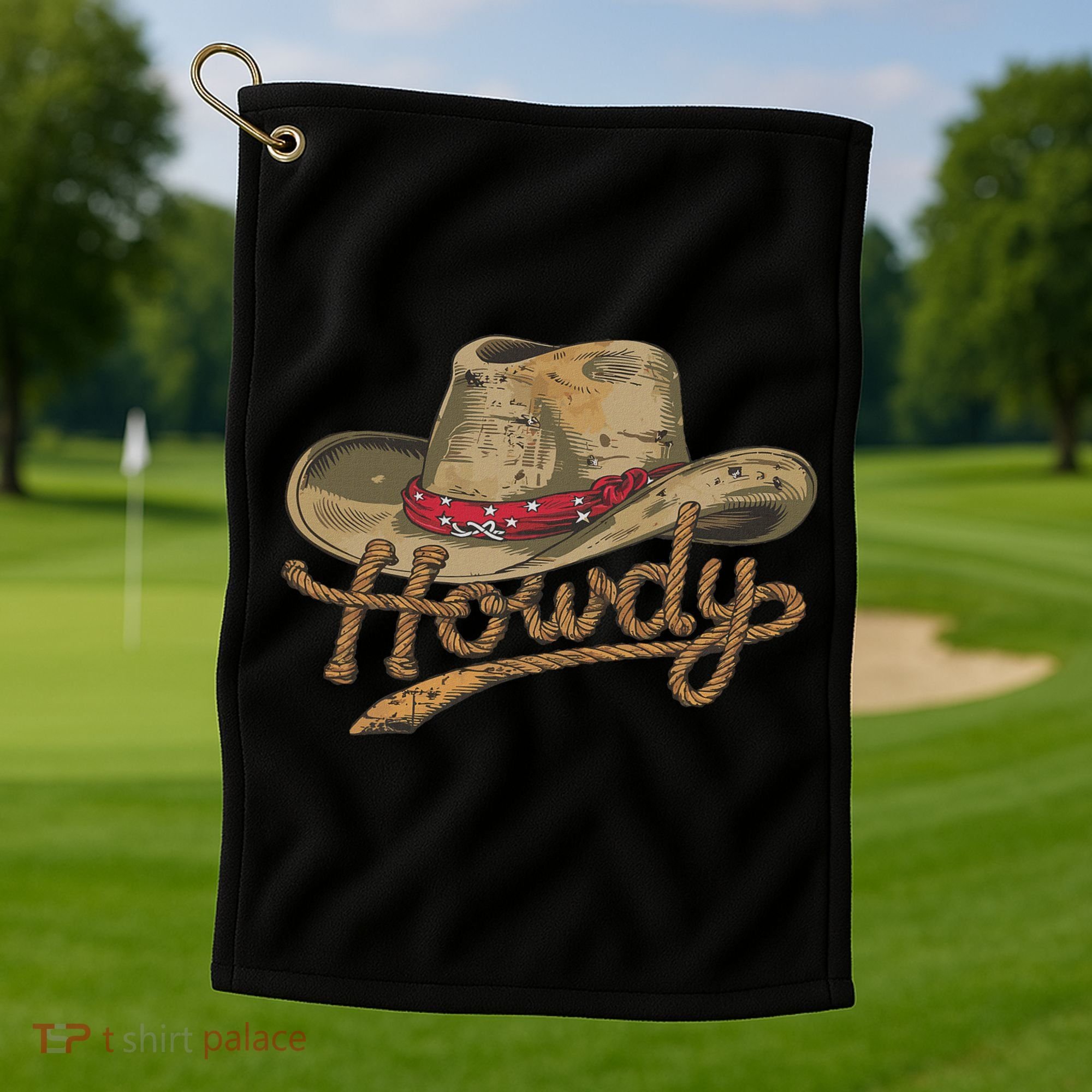 Howdy Cowboy Hat Funny Western Rodeo Golf Towel