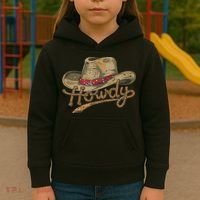 Howdy Cowboy Hat Funny Western Rodeo Kids Hoodie thumb 3
