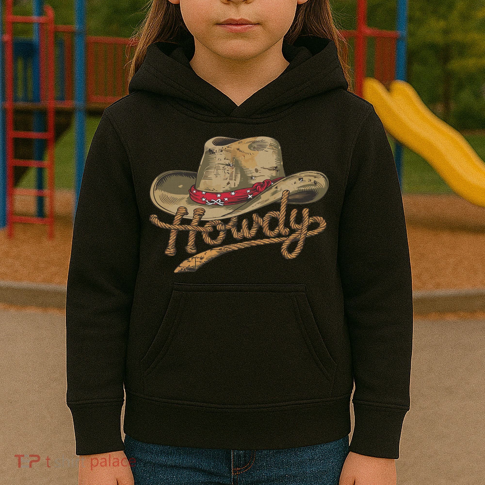 Howdy Cowboy Hat Funny Western Rodeo Kids Hoodie