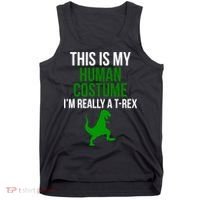 Human Costume I'm Really A TRex Funny Halloween Tank Top thumb 0