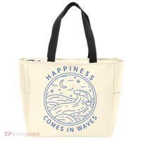 Happiness Comes In Waves Wave Surfer Surf Ocean Beach Lover Tote Bag thumb 0