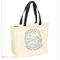 Happiness Comes In Waves Wave Surfer Surf Ocean Beach Lover Tote Bag thumb 2