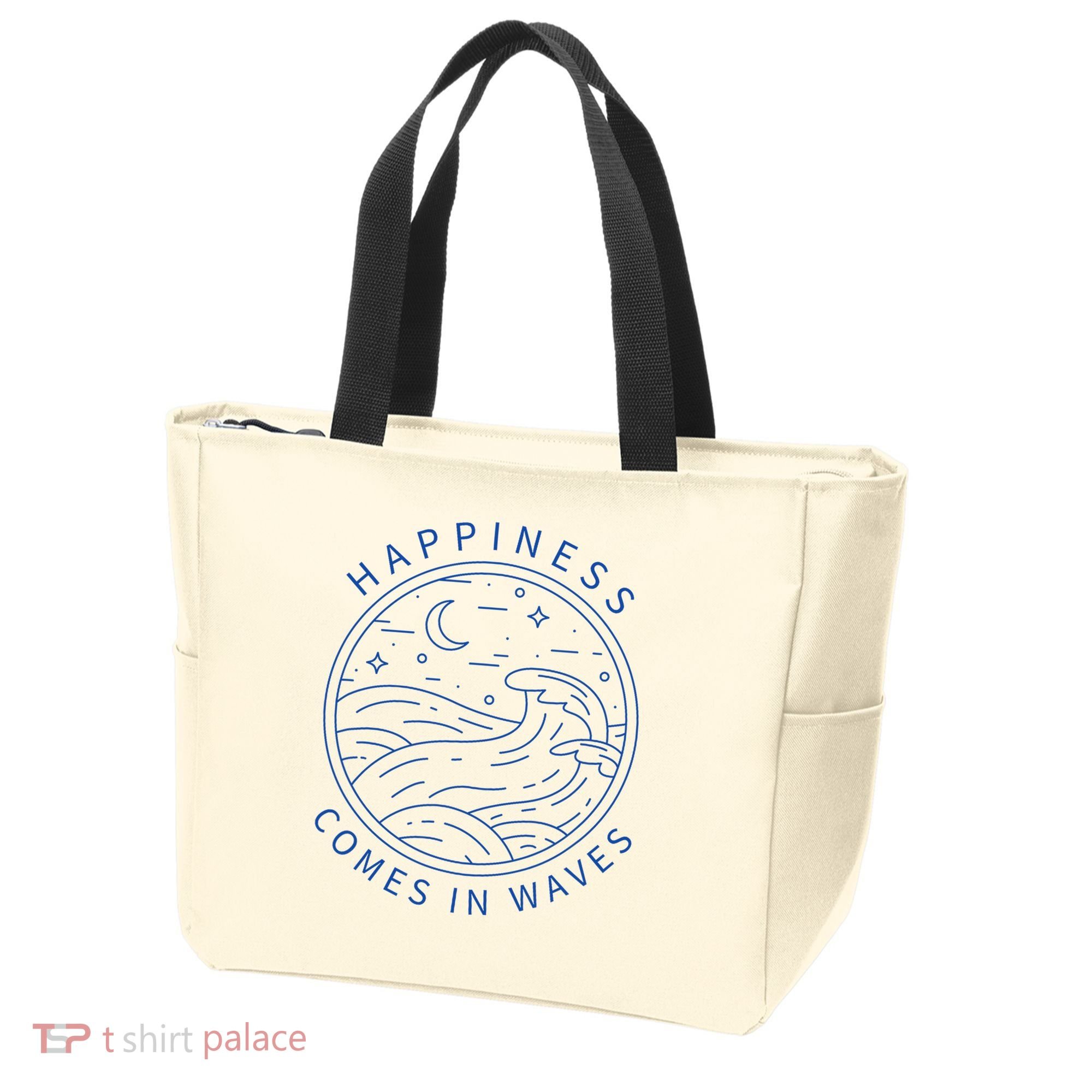 Happiness Comes In Waves Wave Surfer Surf Ocean Beach Lover Tote Bag