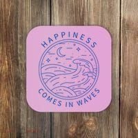 Happiness Comes In Waves Wave Surfer Surf Ocean Beach Lover Coaster thumb 0