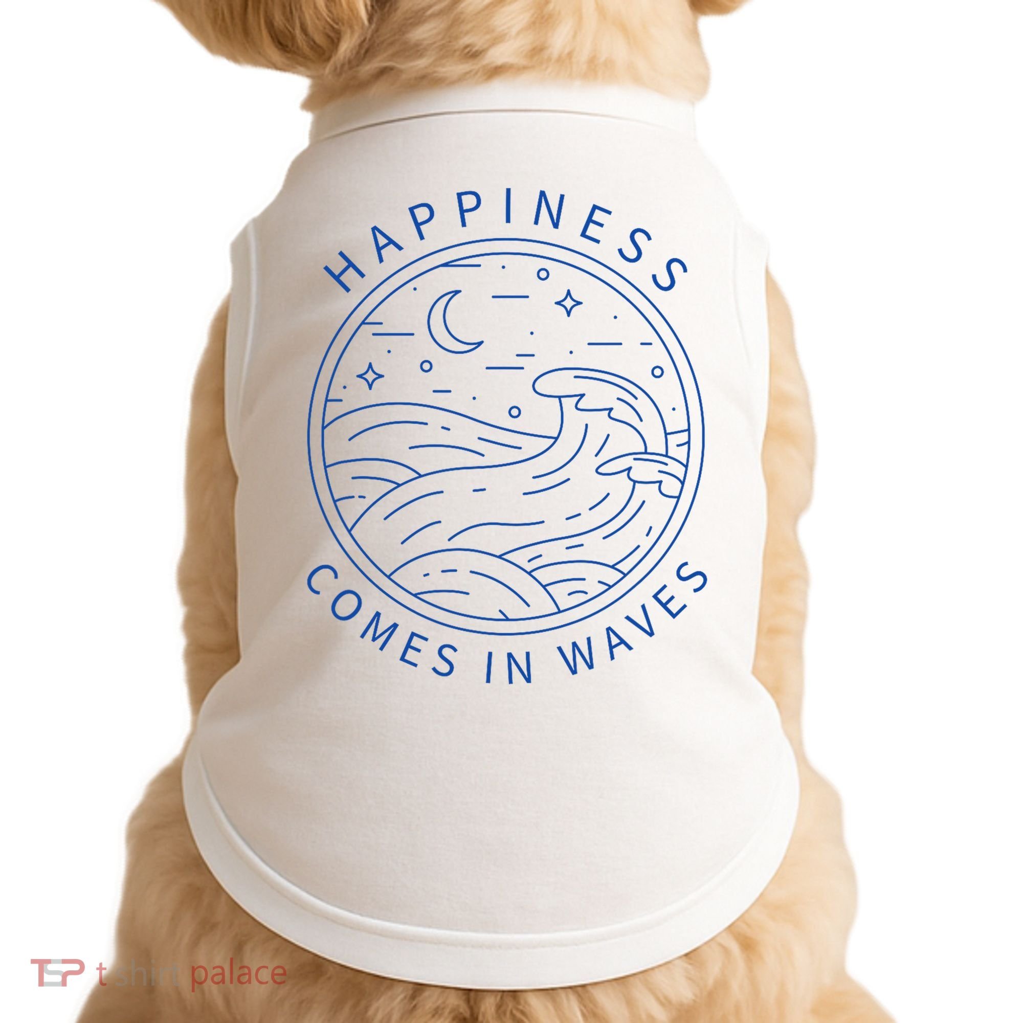 Happiness Comes In Waves Wave Surfer Surf Ocean Beach Lover Doggie Tank