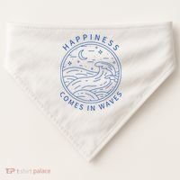 Happiness Comes In Waves Wave Surfer Surf Ocean Beach Lover USA-Made Doggie Bandana thumb 0