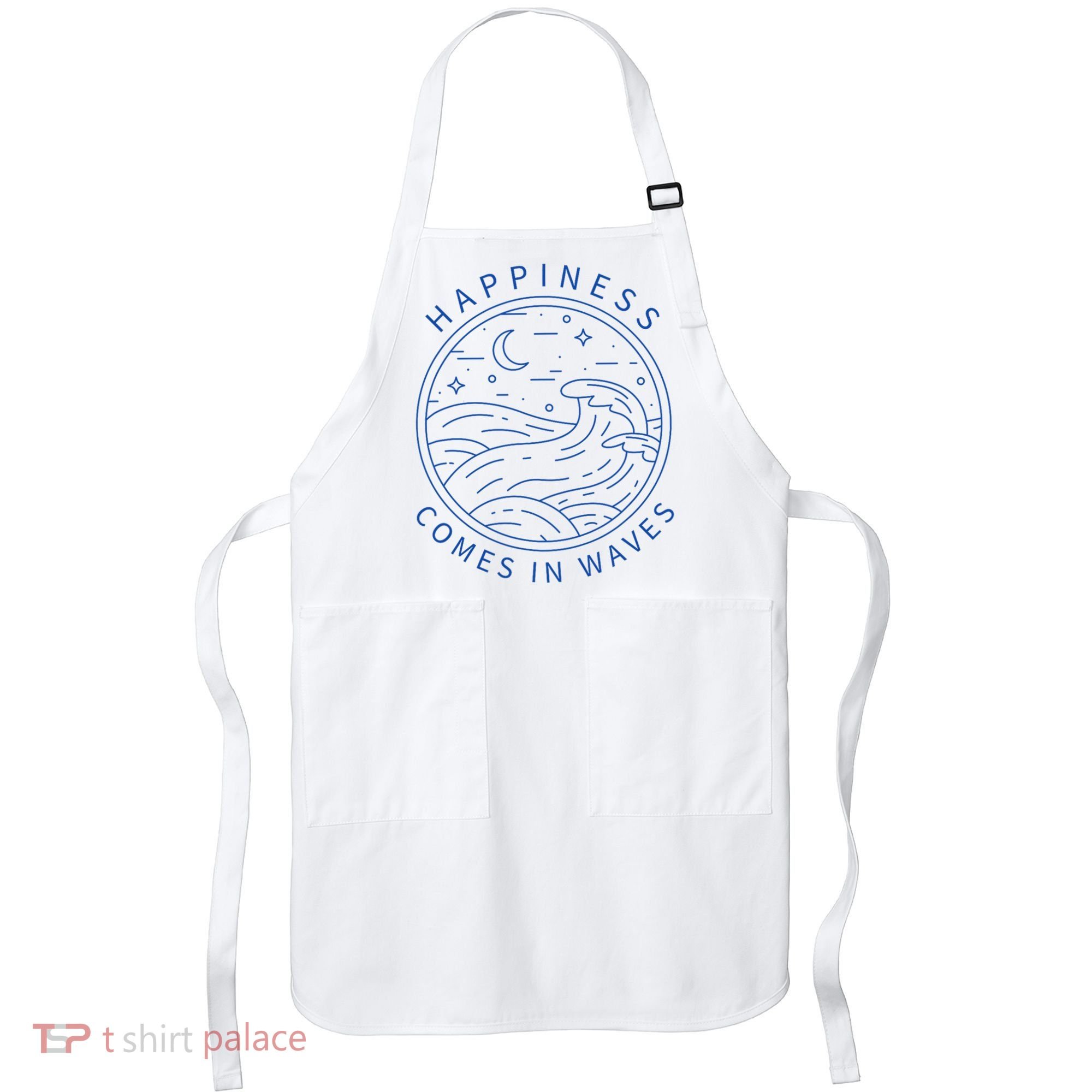 Happiness Comes In Waves Wave Surfer Surf Ocean Beach Lover Apron