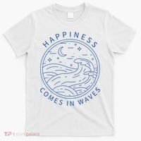 Happiness Comes In Waves Wave Surfer Surf Ocean Beach Lover T-Shirt thumb 0