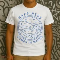 Happiness Comes In Waves Wave Surfer Surf Ocean Beach Lover T-Shirt thumb 3