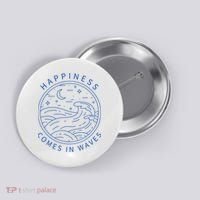 Happiness Comes In Waves Wave Surfer Surf Ocean Beach Lover Button thumb 0