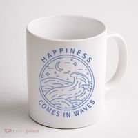 Happiness Comes In Waves Wave Surfer Surf Ocean Beach Lover Coffee Mug thumb 1