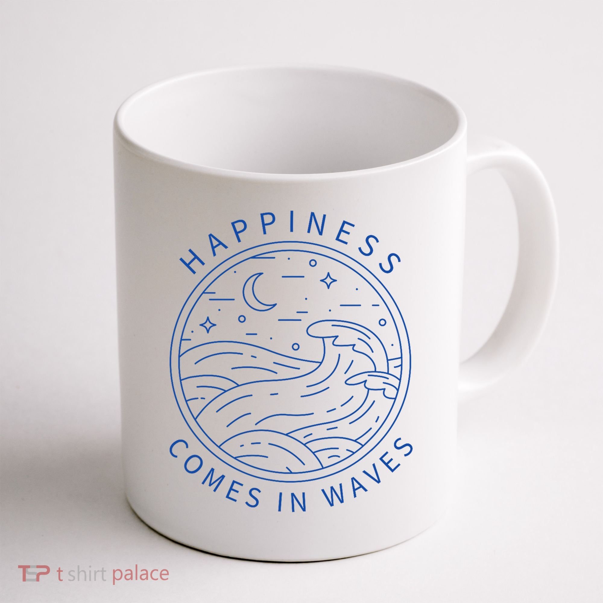 Happiness Comes In Waves Wave Surfer Surf Ocean Beach Lover Coffee Mug