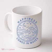 Happiness Comes In Waves Wave Surfer Surf Ocean Beach Lover Coffee Mug thumb 0