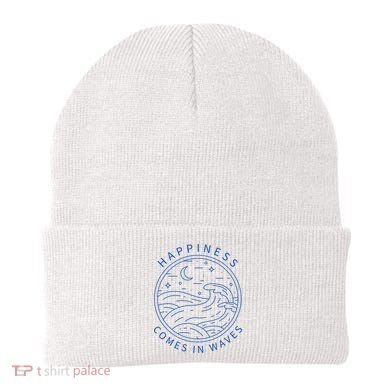 Happiness Comes In Waves Wave Surfer Surf Ocean Beach Lover Beanie