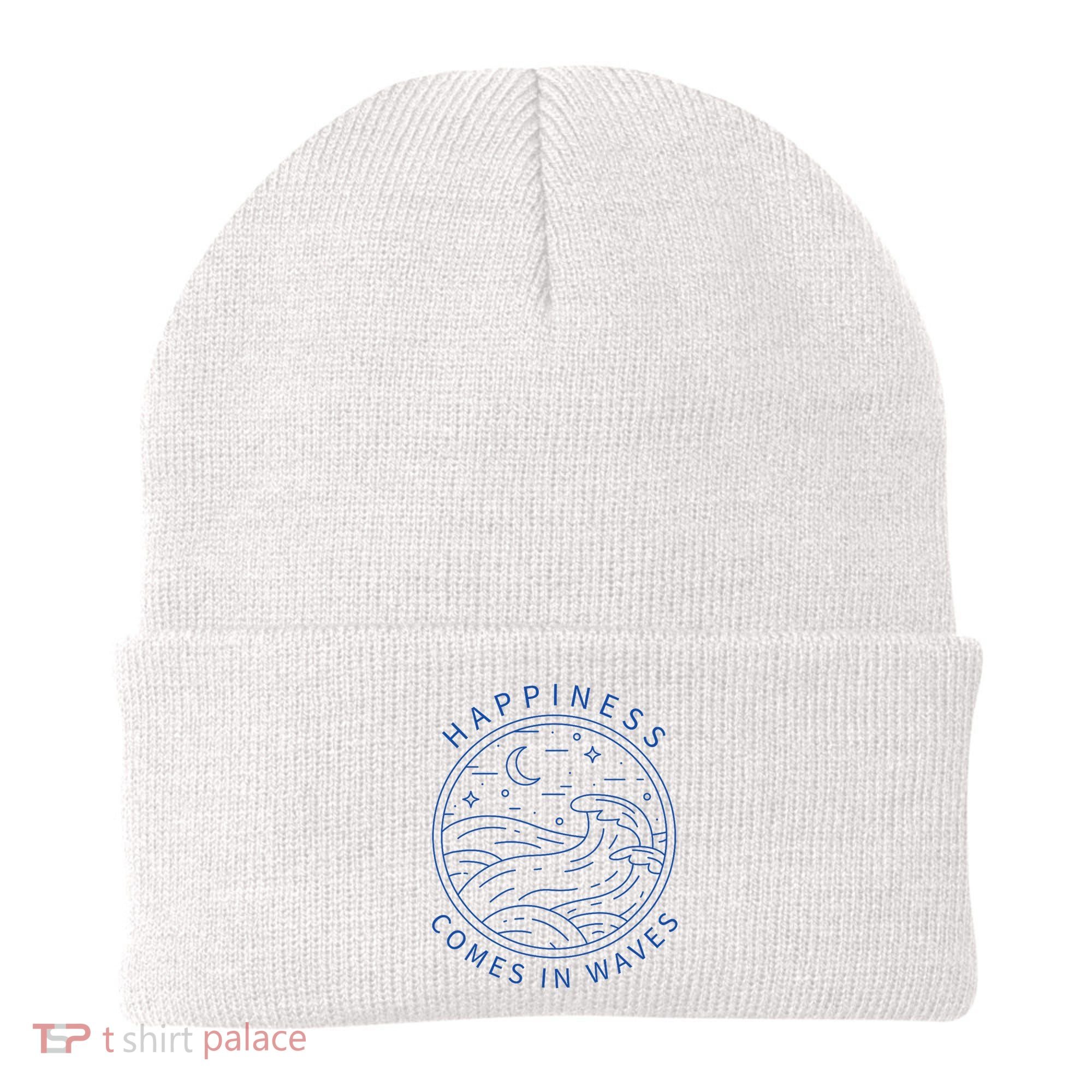 Happiness Comes In Waves Wave Surfer Surf Ocean Beach Lover Beanie