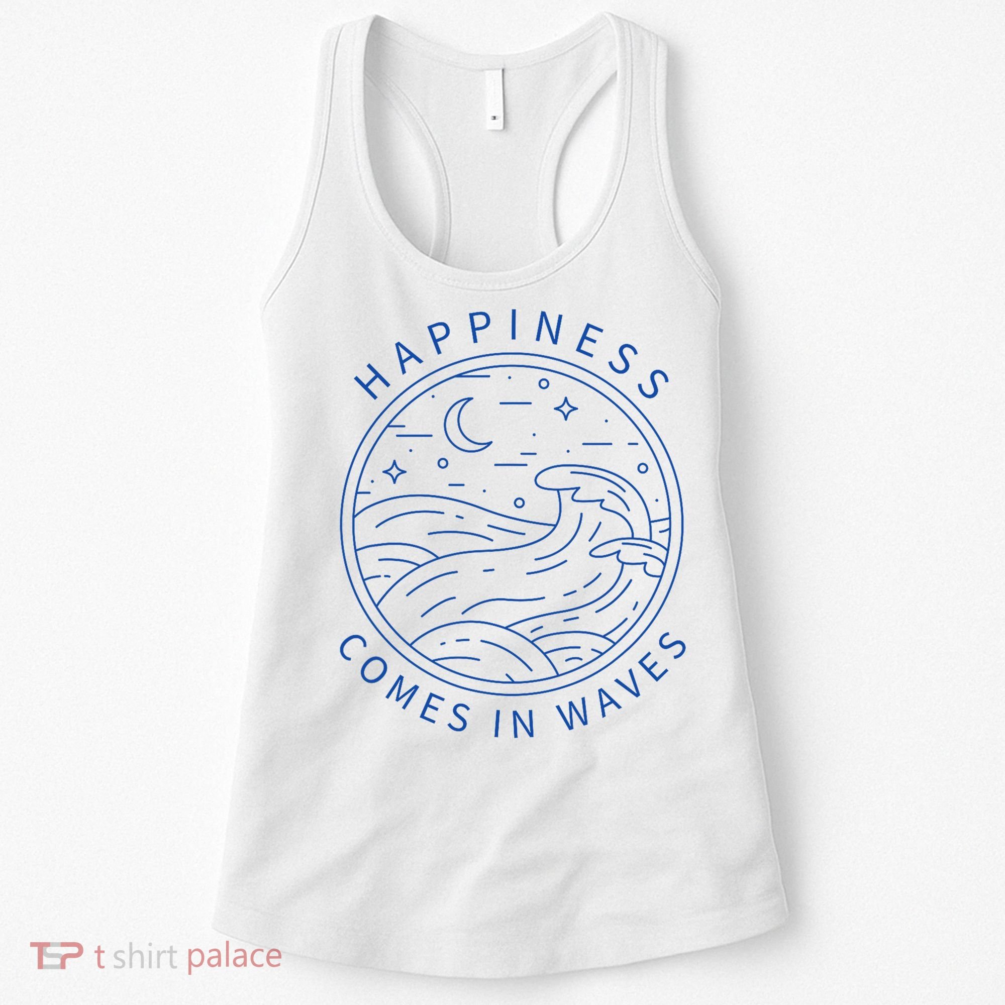 Happiness Comes In Waves Wave Surfer Surf Ocean Beach Lover Women's Tank Top