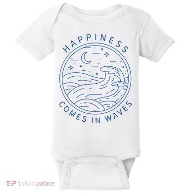 Happiness Comes In Waves Wave Surfer Surf Ocean Beach Lover Baby Bodysuit